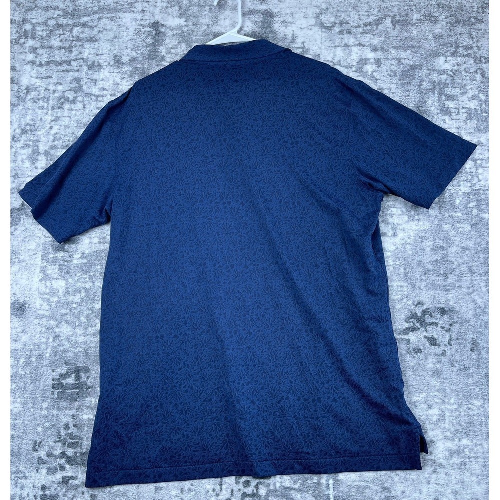 Peter Millar Golf Polo Shirt Men's L Royal Blue Tonal Floral Performance Stretch - Picture 2 of 5